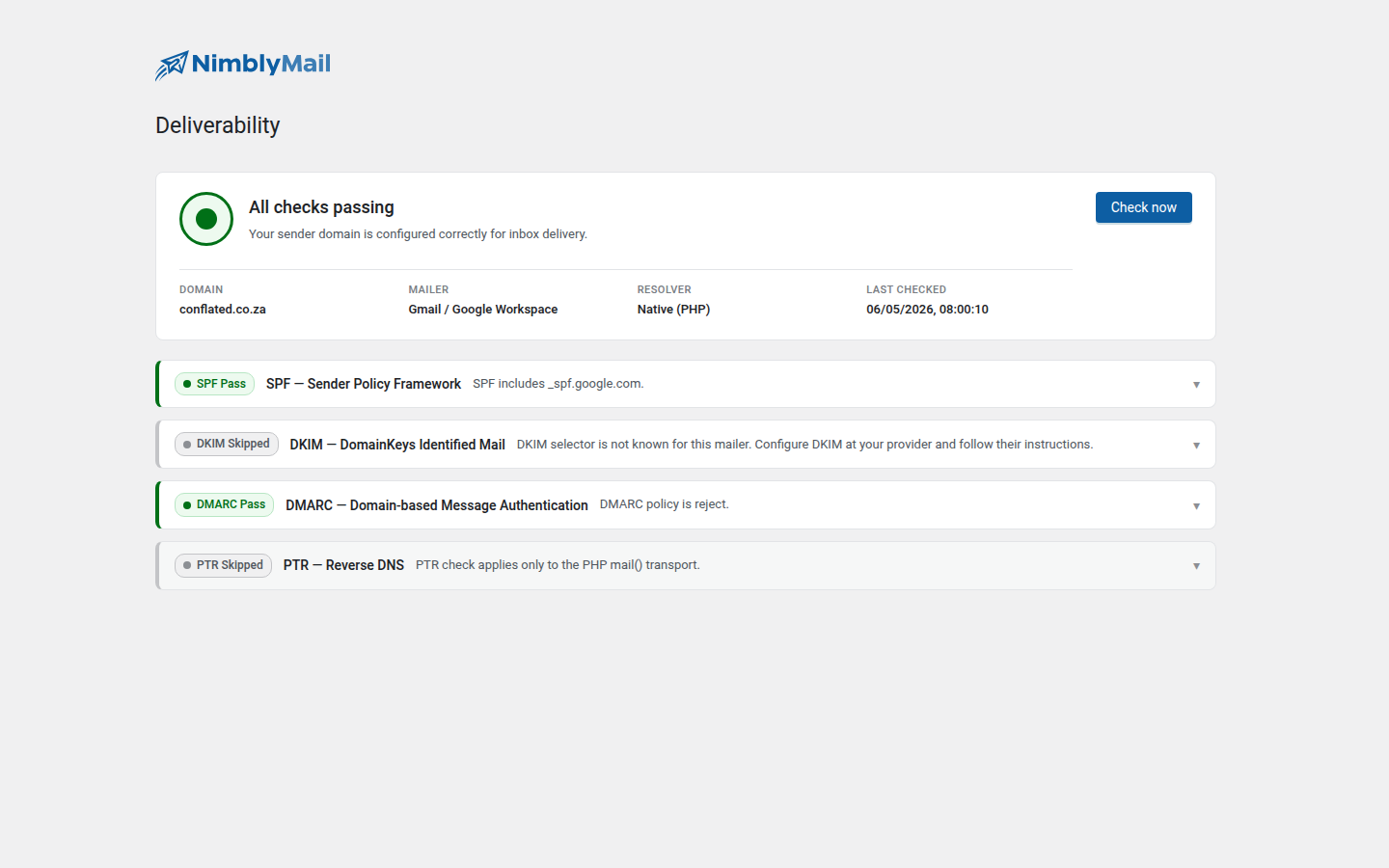 Deliverability health audit results