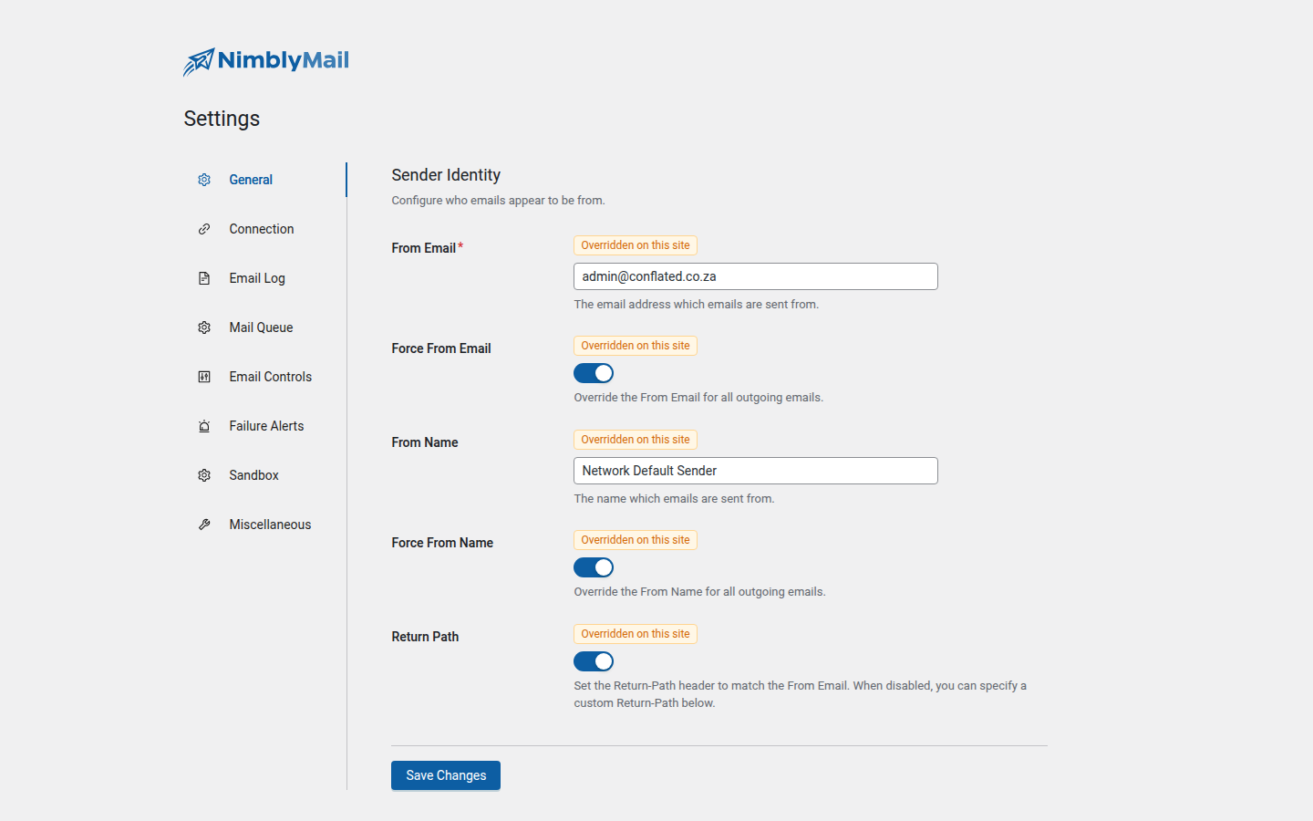 Per-Site Override Editor